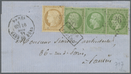 Br Frankreich: 1871, 5c. Green "Empire Dt", Three Copies (different Shades) And 10c. Bistre "Siege", Attractive F - Used Stamps
