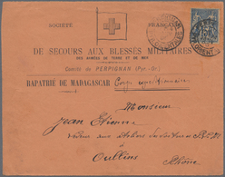 Br/Brrst Thematik: Rotes Kreuz / Red Cross: 1896 MADAGASKAR Rote Kreuz-Vordruckbrief-Vorderseite "De Secours Aux Blessés - Croix-Rouge