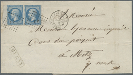 Br Frankreich: 1864, 20c. Blue "Empire Dt", Horiz. Marginal Pair With 4-5mm Margin At Left, Fresh Colour, Normall - Used Stamps