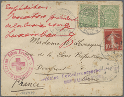 Br Thematik: Rotes Kreuz / Red Cross: 1914 Luxemburg Roter K2 "Gesellschaft Des Luxemb. Roten Kreuzes" Mit Abb. "Rot Kre - Red Cross