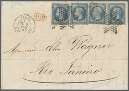 Br Frankreich: 1867, 20c. Empire Dt. And 20c. Laure (3), Attractive Franking As Correct 80c. Rate On Lettersheet - Used Stamps