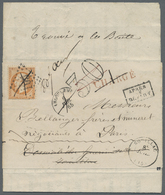 Br Frankreich: 1865, 40c. Orange "Empire Dt", Single Franking On Registered Wrapper, Oblit. By GC "105" And C.d.s - Used Stamps