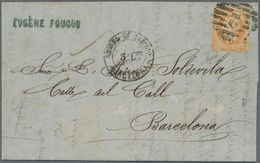 Br Frankreich: 1865, 40c. Orange "Empire Dt", Single Franking On Lettersheet From Marseille To Barcelona With Ful - Used Stamps