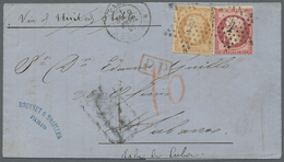 Br Frankreich: 1866, 40c. Orange And 80c. Carmine "Empire Dt." On Lettersheet From Paris To Havanna, Oblit. By Et - Used Stamps