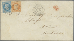 Br Frankreich: 1867, 40c. Orange "Empire Dt." (slightly Oxidated) And 20c. Blue "laure" On PD Cover From Paris To - Used Stamps