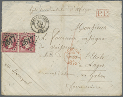 Br Frankreich: 1862, Napoléon III. 80 C. Rose, Horizontal Pair Tied By GC "2617" To Cover From "NÉGREPELISSE 20.M - Used Stamps
