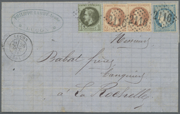 Br Frankreich: 1871, 1c. Green, 2c. Reddish-brown (2) "laure" And 20c. Blue "Siege", Attractive Franking On Lette - Used Stamps
