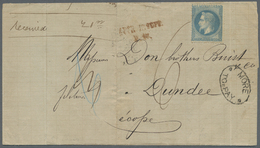 Br Frankreich: 1869, 20c. Blue "laure", Single Franking Unobliterated On Lettersheet From Paris Dated 19.7.1869, - Used Stamps