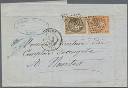 Br Frankreich: 1872, 30 C Brown Imperforated Ceres, Full Margins, Together With 40 C Orange Napoleon Laure, Each - Used Stamps