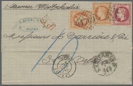 Br Frankreich: 1870, Laure, 40c. Orange (2) And 80c. Rose On PP Lettersheet From Le Havre To New Orleans, Clearly - Used Stamps