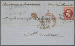 Br Frankreich: 1869, 80c. Rose "laure", Single Franking (slightly Attached Over Edge) On Lettersheet From Le Havr - Used Stamps