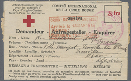 GA Thematik: Rotes Kreuz / Red Cross: 1944, Drei Versch. Rot-Kreuz Stpl Und RCF Verschlußstr. Auf Nachrichtenformular (W - Red Cross