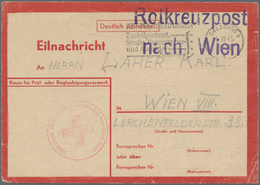Br Thematik: Rotes Kreuz / Red Cross: 1945 Deutsches Reich Viol. L2 "Rotkreuzpost Nach Wien" Auf Eilnachrichtenkarte Ab  - Croix-Rouge