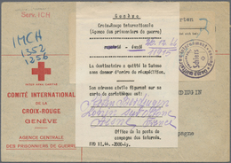 Br Thematik: Rotes Kreuz / Red Cross: 1945 Schweiz Vordruckbrief Des Roten Kreuzes Ab GENÈVE Nach SAYS M. Vs. Aufkleber  - Croix-Rouge