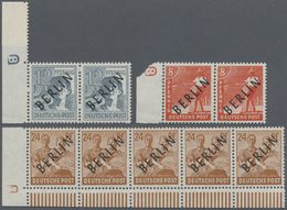** Berlin: 1948,  Schwarzaufdruck Postfrische Einheiten Mit Druckerzeichen, Dabei 8 Pf DZ 8, 12 Pf DZ 8 - Autres & Non Classés