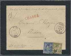 Br Frankreich: 1884, 1 Fr. And 15 Cent Type Sage On Registered Mourning Cover With Declarated Value Sent From BLA - Oblitérés