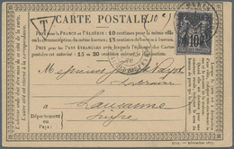 Br Frankreich: 1878, 10 C Black On Lilac, Single On Insufficiently Franked Postal Card From Paris Quai-des-Orfevr - Oblitérés