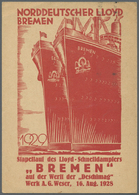 GA/Br Thematik: Schiffe / Ships: 1928, Dt. Reich. Privat-Postkarte 8 Pf Beethoven "Stapellauf Des Lloyd-Schnelldampfers  - Barche