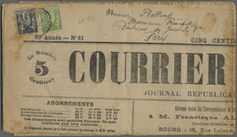 Br Frankreich: 1900, Newspaper "COURRIER DE L'AIN" Franked With 1 C And 5 C Allegory To Paris - Oblitérés