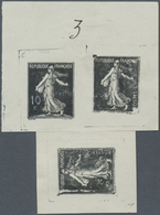 (*) Frankreich: 1906, 10 C. Sameuse, Imperf. Essay In Black (Haegelin), Issued Design, Horizontal Pair Plus One, O - Oblitérés