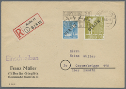 Br Berlin: 1948, 1 Mark Und 20 Pfg. Schwarzaufdruck Auf R-Brief Mit Luftbrückenstempel Gelaufen Nach "C - Andere & Zonder Classificatie