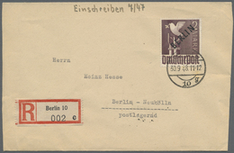 Br Berlin: 1948, 2 Mark Schwarzaufdruck Als Einzelfrankatur Auf überfrankiertem R-Brief Ab BERLIN 10. A - Other & Unclassified