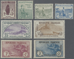 * Frankreich: 1917, War Orphans, Complete Set Of Eight Values, Mint O.g. With Hinge Remnants And Adhesion Marks, - Oblitérés