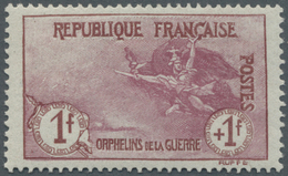 ** Frankreich: 1917, Kriegswaisen 1 Fr. + 1 Fr. Karmin/rosa, Perfekt Zentriertes Luxusstück, Signiert Brun (Yvert - Oblitérés