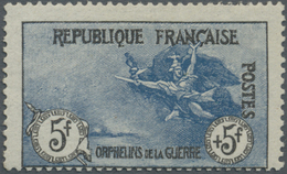 ** Frankreich: 1917, Kriegswaisen 5+5 Fr. Blau/schwarz Postfrisch, Etwas Dezentriert, Maury 155, € 5.250,-- - Oblitérés