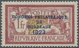 ** Frankreich: 1923, 1 Fr. Philatelistenkongreß Bordeaux, Postfrisches, Absolut Perfekt Zentriertes Luxuststück ( - Oblitérés