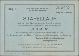 GA Thematik: Schiffe-Passagierschiffe / Ships-passenger Ships: 1928, STAPELLAUF Des Schnelldampfers "BREMEN", Privatpost - Barche