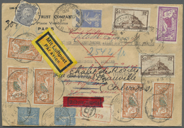 Br Frankreich: 1930, Colourfull Franked Registered Express-Airmail-Letter (total 25,40 Franc) Sent From Paris 11. - Oblitérés