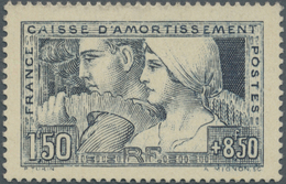 (*) Frankreich: 1928, Caisse D'Amortissement 'Allegorie Of Work' 1,50+8.50fr. In GREYISH BLUE On Thick Ungummed Pa - Oblitérés