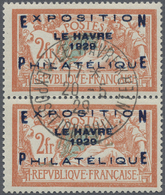 O/ Frankreich: 1929, Le Havre, Senkrechtes Paar (gefaltet) Mit Sonderstempel „LE HAVRE 20.5.29“, Rückseitig Noch - Used Stamps