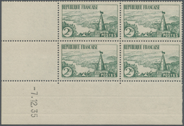 **/ Frankreich: 1935, Freimarke: Landschaften Blaugrün Im Postfrischen Eckrand-Viererblock Links Unten Mit Druckda - Used Stamps