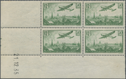 ** Frankreich: 1936. Avion Survolant Paris 50f Vert, Bloc De 4, Cd 21/12/35. - Used Stamps