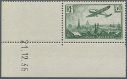 ** Frankreich: 1936, Flugzeug über Paris, Perfekt Zentrierte Luxusdruckdatenecke, Ungefaltet, Auch Ränder Makello - Used Stamps