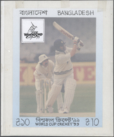 (*) Thematik: Sport / Sport: Cricket 1999, Bangladesh 10 Cent Marke, Original Entwurfzeichnung Mit Abbildung Cricket-Spi - Autres & Non Classés