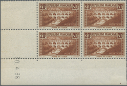 ** Frankreich: 1937. Corner Block Of 4 "20fr Pont Du Gard" With Printing Date 30.4.36. Mint, NH. Fine. 1937. 20f - Used Stamps