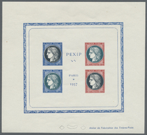 * Frankreich: 1937. Essay (epreuve D'atelier) In Non Issued Colors For PEXIP Souvenir Sheet. Imperforate. Full G - Used Stamps