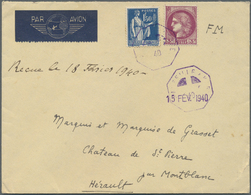 Br Frankreich: 1940. Air Mail Envelope Written From The French Steamer 'Aviso Charner' Endorsed 'E. Grasset, Comm - Used Stamps