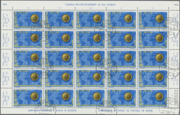 TO Thematik: Sport-Fußball / Sport-soccer, Football: 1954, Schweiz. Kpl. Bogen Fußball-WM-Marke, Gefälligkeitsgestempelt - Other & Unclassified