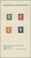 (*) Frankreich: 1945. Marianne De Dulac. "De La Rue" Presentation Card (dated 23.8.44) Bearing The 4 Imperforated - Used Stamps