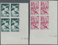 ** Frankreich: 1946/1947. Mythologique. Blocs De 4, Tous Coin Daté. NON DENTELÉE. Non Oblitéré. - Used Stamps