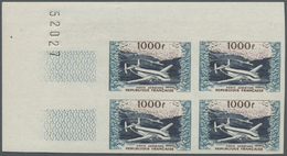 **/ Frankreich: 1954, Flugpost: Flugzeuge, Postfrische Luxus-Eckrand-Viererblocks Links Oben Mit Bogennummer (100 - Oblitérés