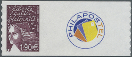 ** Frankreich: 2003, Self-adhesive Definitive Stamp 'Marianne (Luquet)' € 1,90 With Attached Label 'PHILAPOSTEL' - Oblitérés