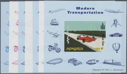 ** Thematik: Sport-Motorsport / Sport-motorsports: 2001, MONGOLIA: Transportation RACE CAR 400t. Special Miniature Sheet - Moto