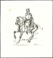 (*) Thematik: Sport-Pferdesport / Sport Equestrian Sports: 1977 (ca.), Galopping Horse, Steel Engraving On Card With Sig - Horses