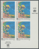 ** Thematik: Sport-Radsport / Sport-cycling: 1988, UN New York. Imperforate Corner Block Of 4 For The 25c Value Of The I - Ciclismo