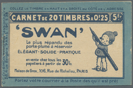 ** Frankreich - Markenheftchen: 1923. Booklet With 25c Semeuse Blue Type II "Swan" Overprinted "ANNULÉ" (series 3 - Other & Unclassified